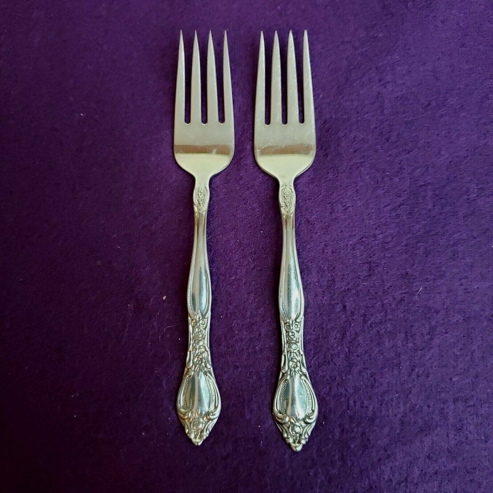 Onieda Westbend Stainless USA Affection 2 Salad Forks Glossy Floral